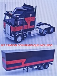 SET KENWORTH K100 AERODYNE 1976 BLACK/RED + SEMI-REMOLQUE A JUEGO DE LA CABINA INCLUIDO EN EL SET RK180142 + RK180167 ROAD KINGS 1:18