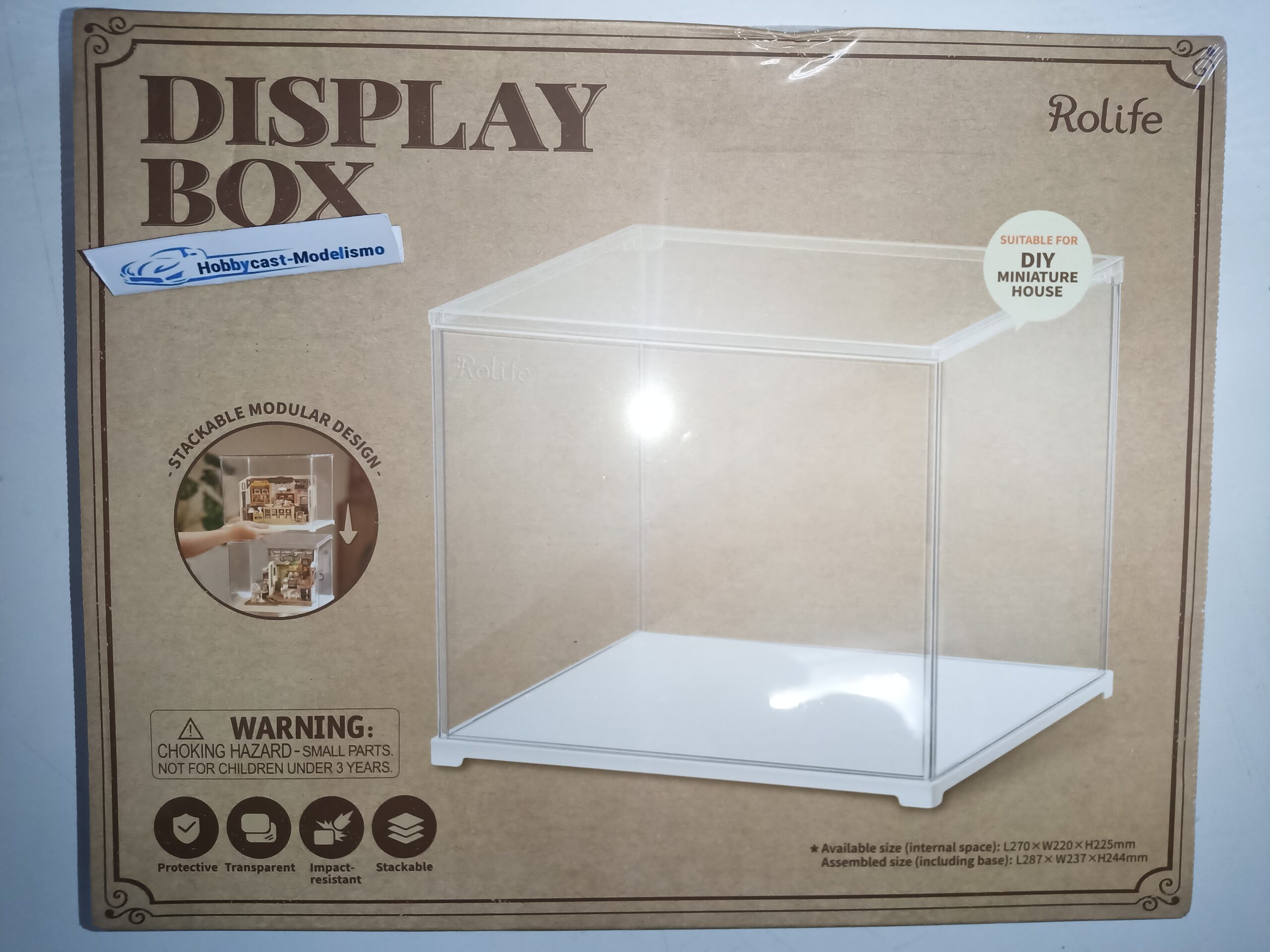 VITRINA DESMONTABLE CON PUERTA ABATIBLE PARA MODELOS 1:18 o MOTORES FRANZIS 1/4