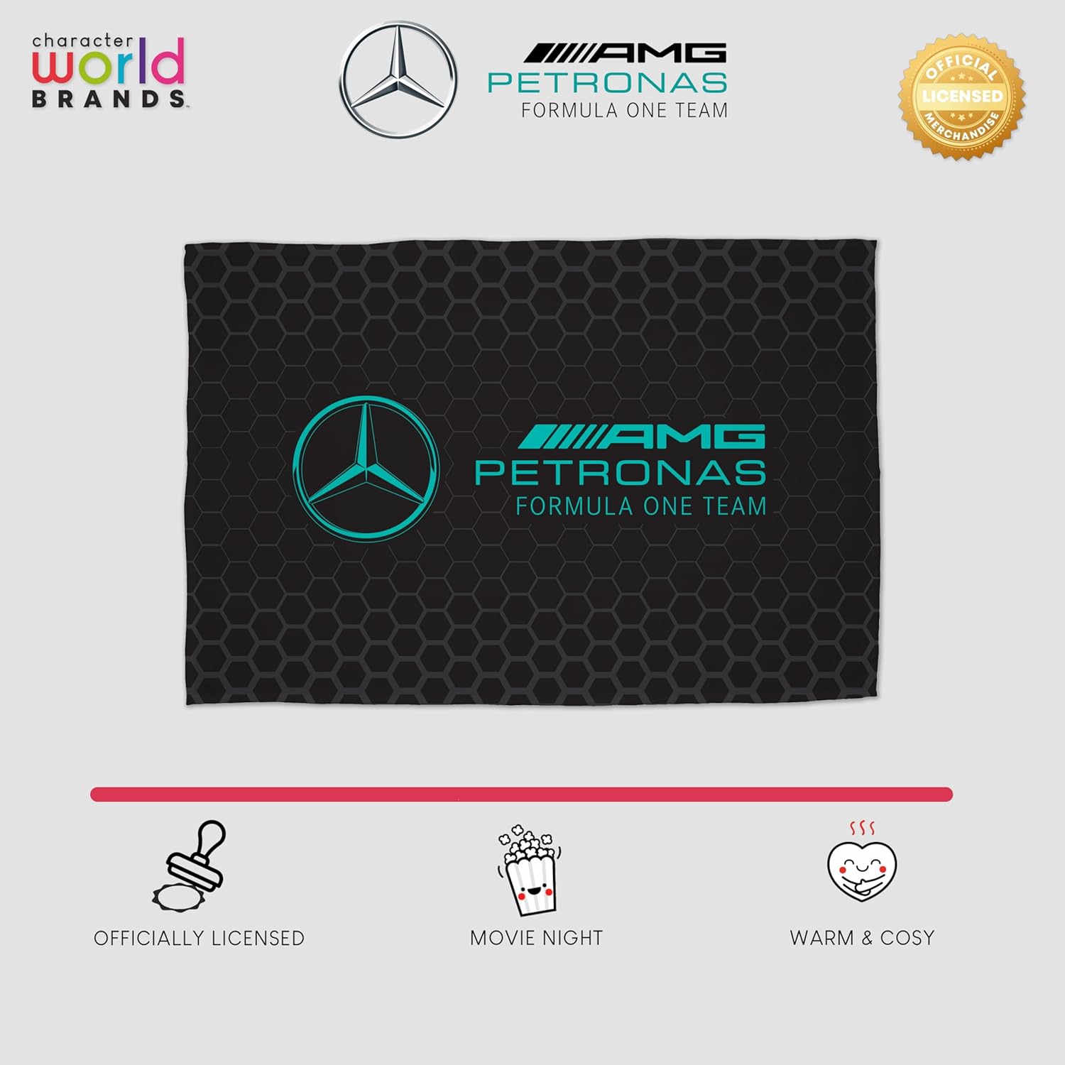 Manta Tipo Forro Polar Oficial Mercedes AMG Pretronas F1 100cm x 150 cm Regalo Perfecto para los Amantes de Mercedes AMG - Imagen 7