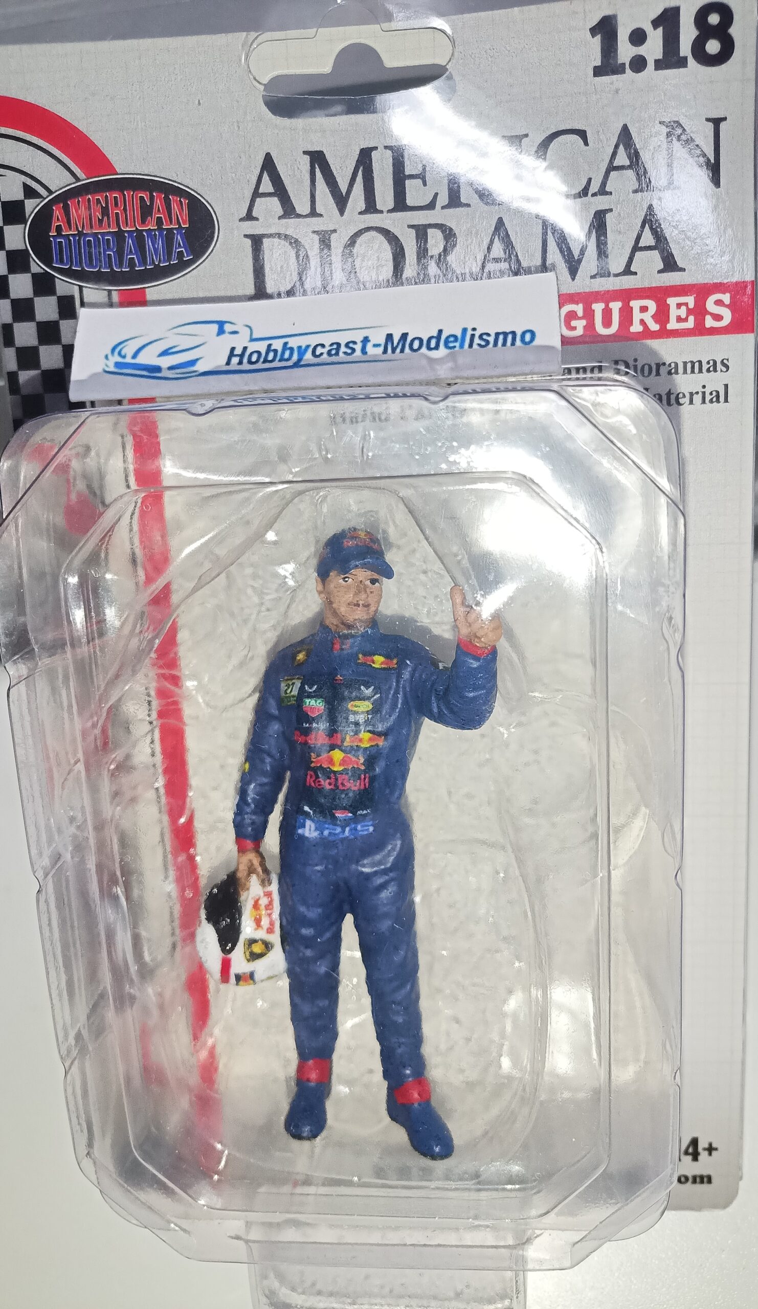 FIGURA PILOTO LAMBORGHINI HURACAN GT3 EVO2 #27 CON DECORACION RED BULL PINTADO A MANO AMERICAN DIORAMA AD76357-RED BULL 1:18 - Imagen 14