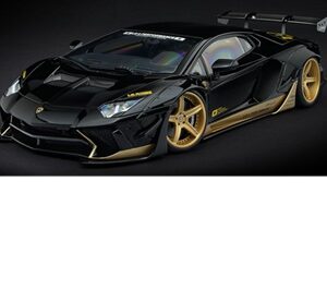 LAMBORGHINI AVENTADOR LIBERTY WALK LB-WORKS GLOSS BLACK/GOLD ACCENTS AUTOART 79184 1:18