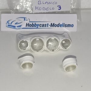 REPLICA FARERA NOCTURNA COMPLETA UNIVERSAL PARA RENAULT, PEUGEOT O SIMILARES ( MODELO 3 ) BLANCA YA PINTADA 1:18