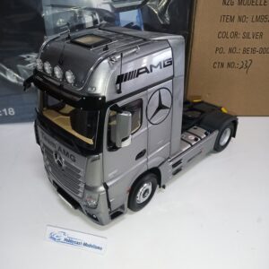 MERCEDES BENZ ACTROS 2 GIGASPACE 1851 SILVER 4x2 2016 NZG 952/55 PERSONALIZADO TEAM AMG 1:18