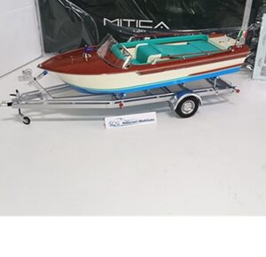 LANCHA MOTORA RIVA JUNIOR 1966 SEA BLUE CON REMOLQUE INCLUIDO MITICA 206001-D 1:18