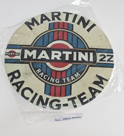 CARTEL VINTAGE ENVEJECIDO MARTINI RACING EN METAL DE 30cm DE CIRCURFERENCIA