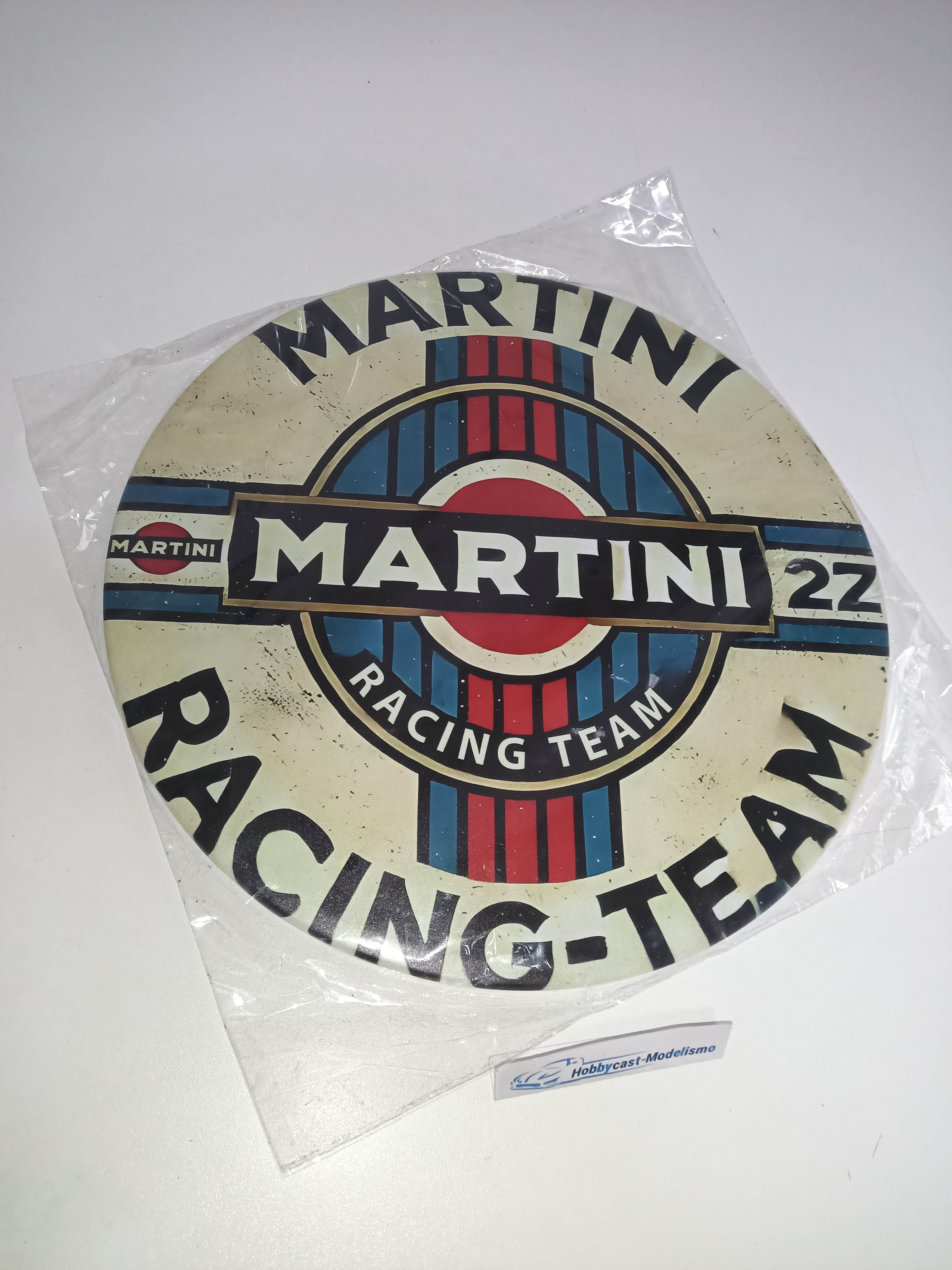 CARTEL VINTAGE ENVEJECIDO MARTINI RACING EN METAL DE 30cm DE CIRCURFERENCIA - Imagen 2