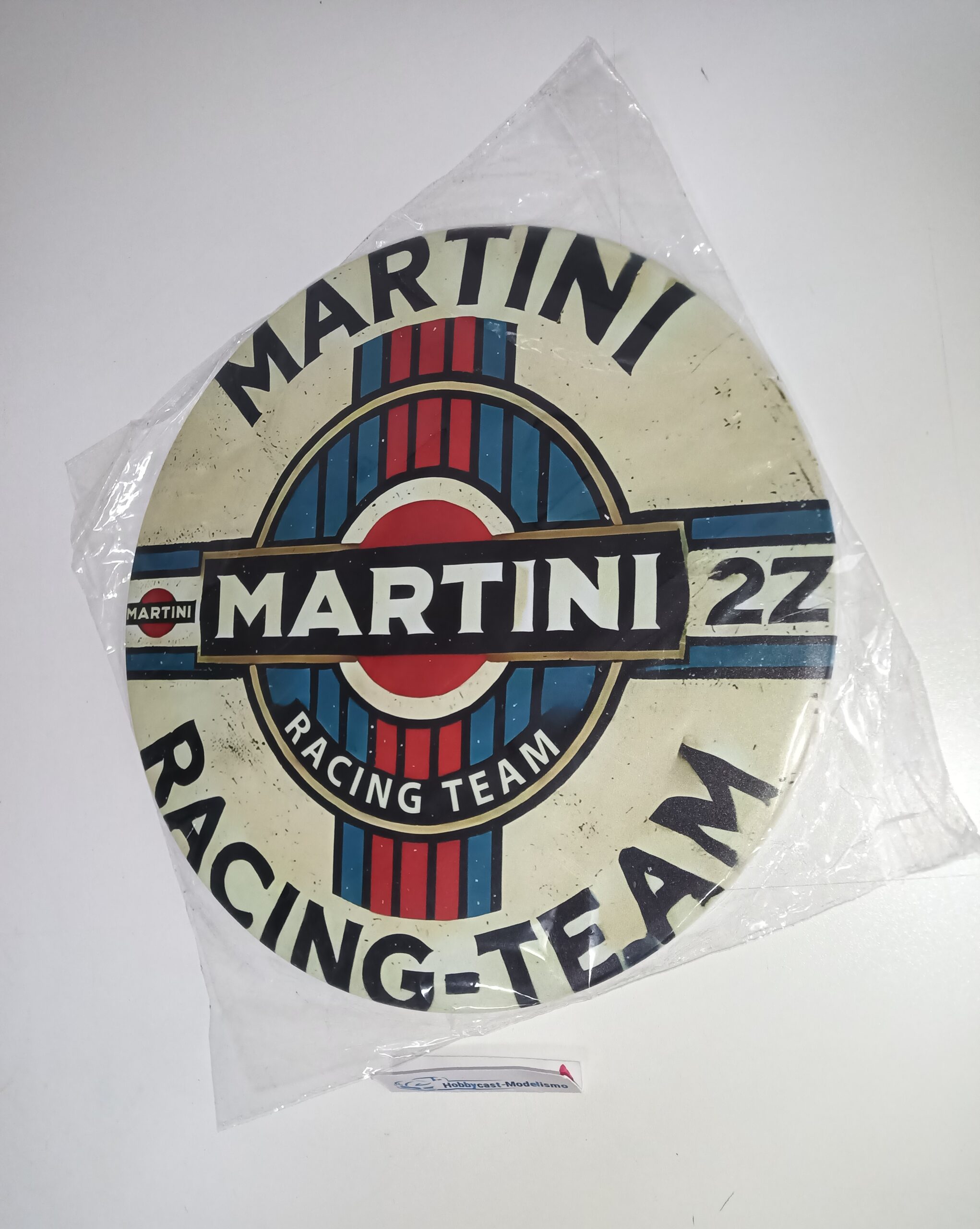 CARTEL VINTAGE ENVEJECIDO MARTINI RACING EN METAL DE 30cm DE CIRCURFERENCIA - Imagen 3